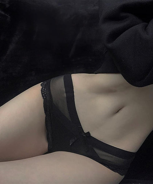 透け感リボンショーツ レディース下着 セクシーショーツ女 透け感 レース フルバックショーツ お泊り下着 勝負下着 記念日 蒸れない 綿クロッチ 単品 95NK-002
