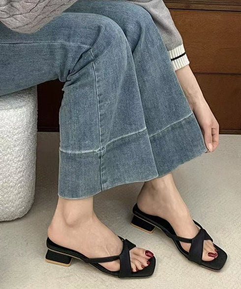スクエアトゥサンダル ツイストミュール夏 レディース 大人可愛いサンダル フェミニンきれいめミュールおしゃれ 楽ちん美脚クロスサンダル通勤上品靴オフィスカジュアル 96BINGLU-001