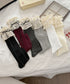 レースフリルロングソックスリボン靴下美脚 韓国風レースハイソックスフレンチガーリーバレエコアソックス量産型地雷系ルーズソックスロマンティック靴下細見えリブソックス 96HATE-001