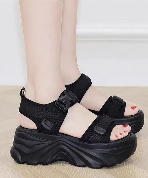 厚底スポーツサンダル 波形ソールスポサン ダブルベルト コンフォートサンダル軽量 マジックテープ 美脚脚長スニーカーサンダルお洒落夏靴疲れにくい プラットフォーム 96JIANLONG-006