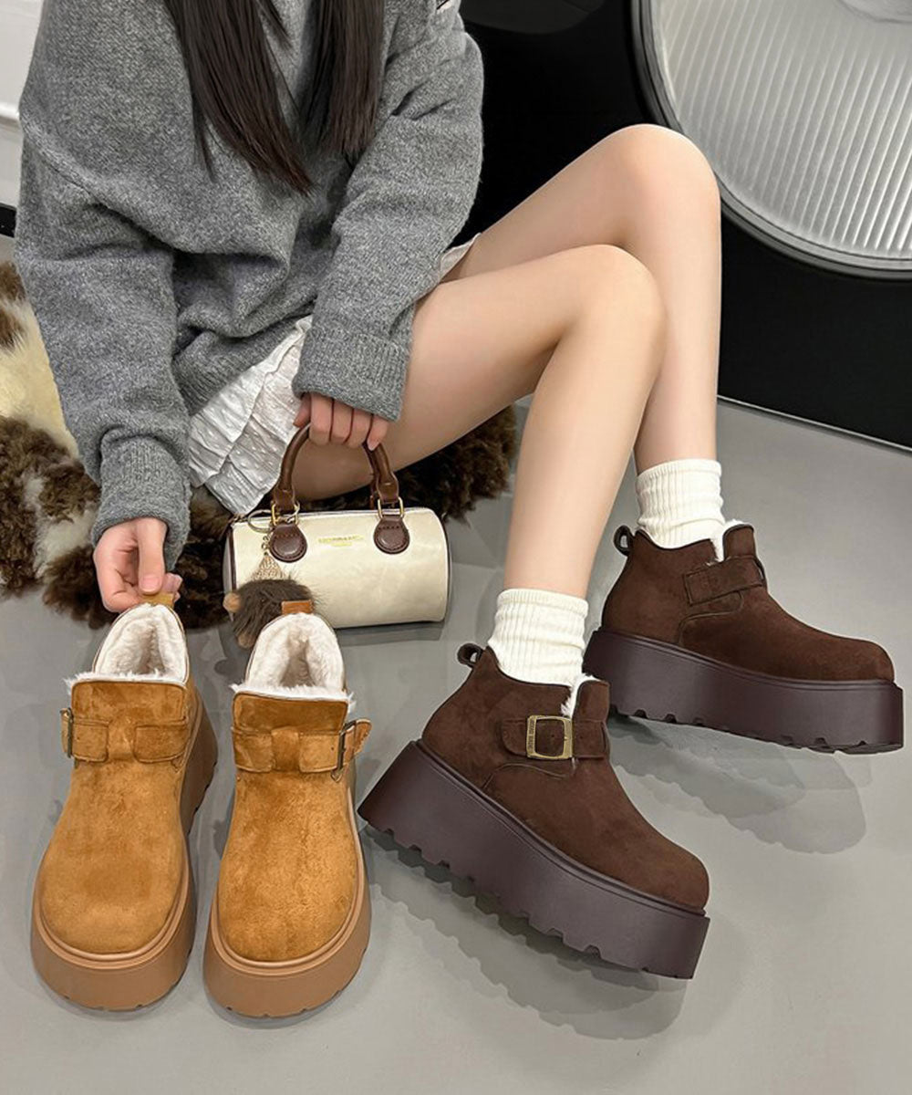 厚底ムートンブーツボアショートブーツ防寒