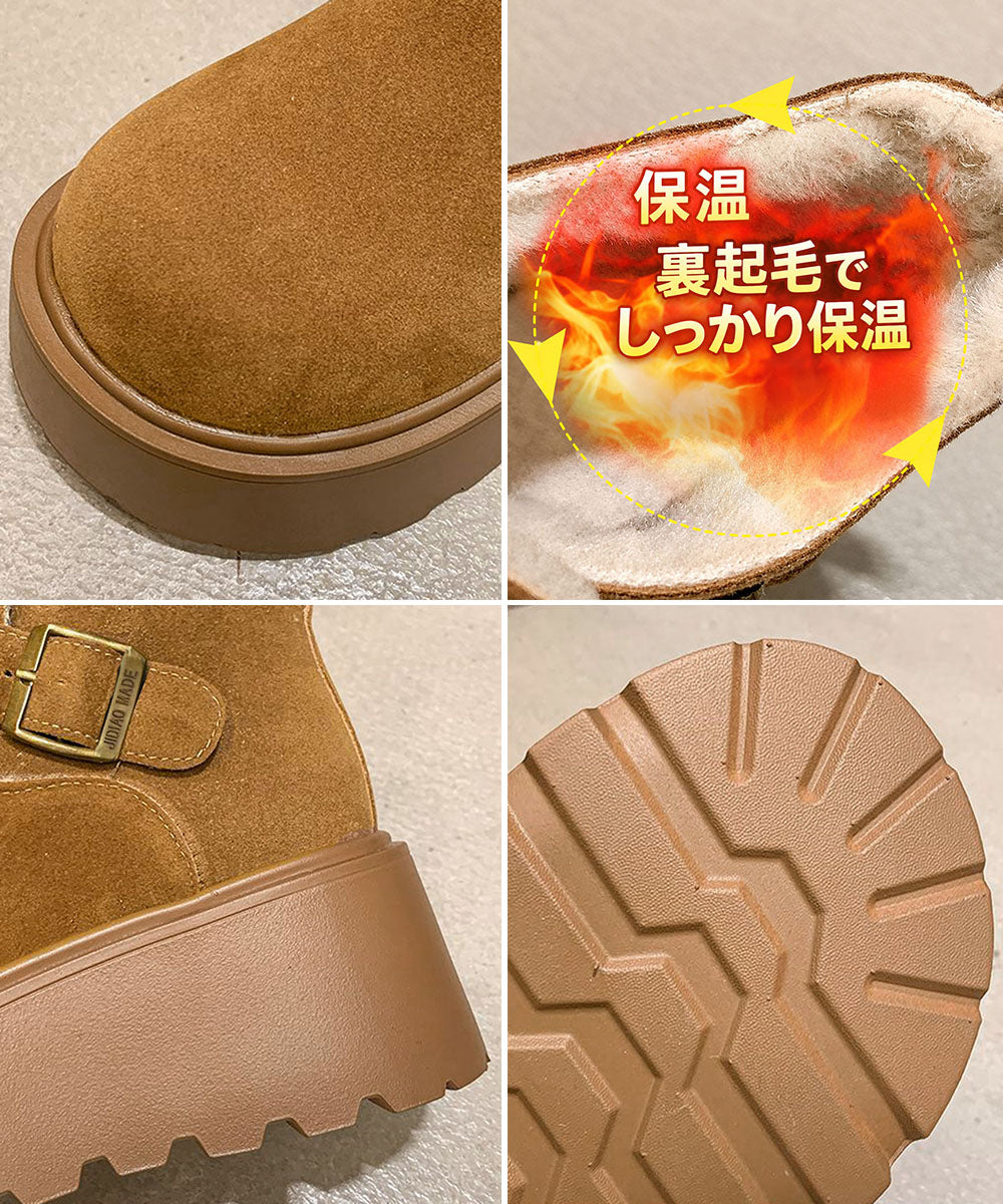 厚底ムートンブーツボアショートブーツ防寒