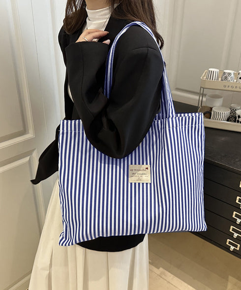 配色ストライプトートバッグ大容量韓国風鞄 レディース ワッペンタグ軽量サブバッグ A4収納 通勤通学トート おしゃれ ロゴタグ肩掛けバッグ 折りたたみ鞄旅行バッグ 96KZHUO-001