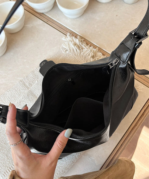 ベルトデザインワンショルダーバッグ大容量 レディース上品フェイクレザー バッグ韓国風ハンドバッグ 高見え肩掛け鞄 きれいめ斜め掛け ホーボーバッグカジュアルかばん 96MUSHA-001