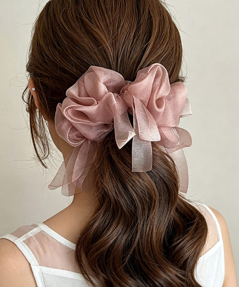オーガンジーシュシュシアーフリルヘアゴム 大人可愛い シフォンシュシュ おしゃれヘアアクセサリー バレエコア髪飾りオフィスカジュアルハーフアップ髪留めポニーテール 96SHUKE-001