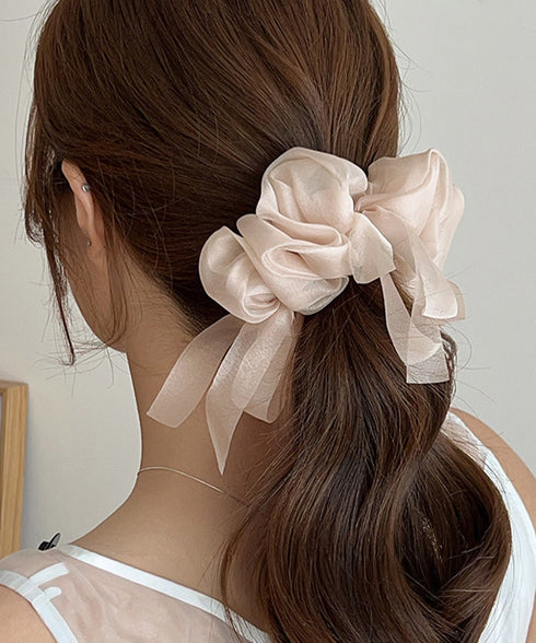 オーガンジーシュシュシアーフリルヘアゴム 大人可愛い シフォンシュシュ おしゃれヘアアクセサリー バレエコア髪飾りオフィスカジュアルハーフアップ髪留めポニーテール 96SHUKE-001