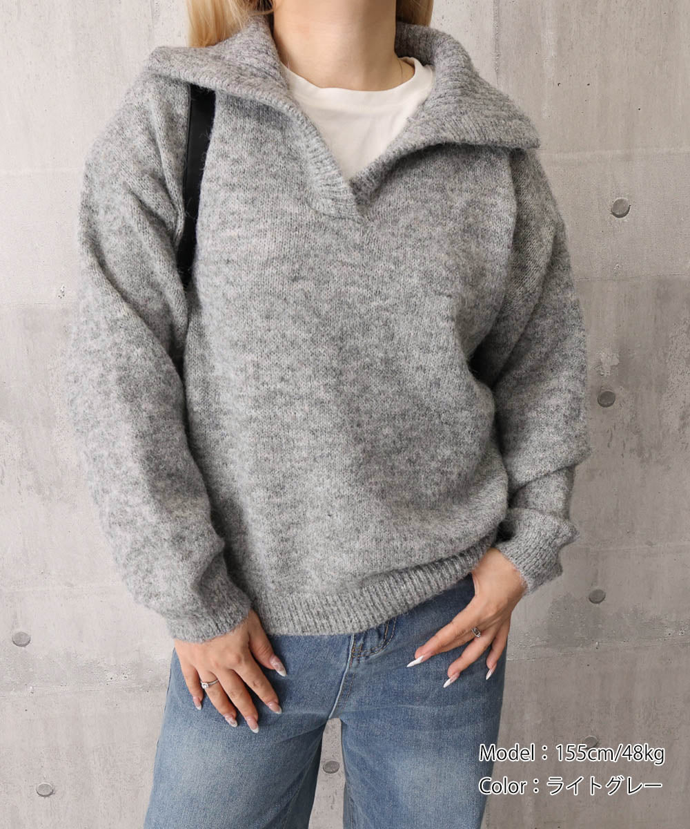 セーラーカラーニットスキッパートップス冬