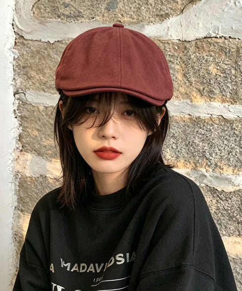 ワンポイントハンチング キャスケット帽子 レディース レトロ映えるベレー風帽子韓国風 おしゃれ 無地秋冬古着風キャップメンズ ユニセックス タグ付き帽子カジュアル 96YIXIAN-001