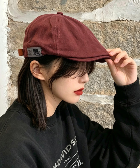 ワンポイントハンチング キャスケット帽子 レディース レトロ映えるベレー風帽子韓国風 おしゃれ 無地秋冬古着風キャップメンズ ユニセックス タグ付き帽子カジュアル 96YIXIAN-001