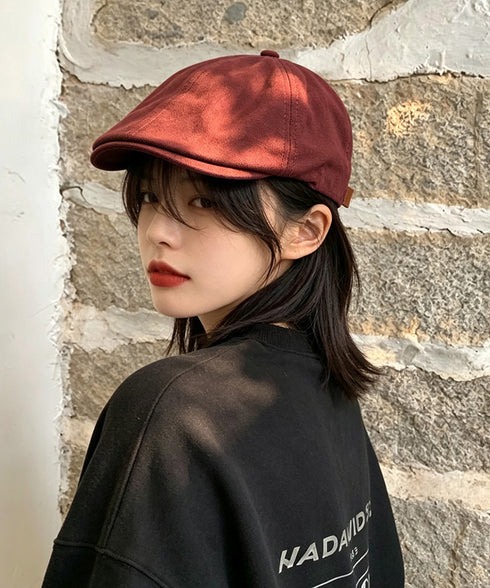 ワンポイントハンチング キャスケット帽子 レディース レトロ映えるベレー風帽子韓国風 おしゃれ 無地秋冬古着風キャップメンズ ユニセックス タグ付き帽子カジュアル 96YIXIAN-001