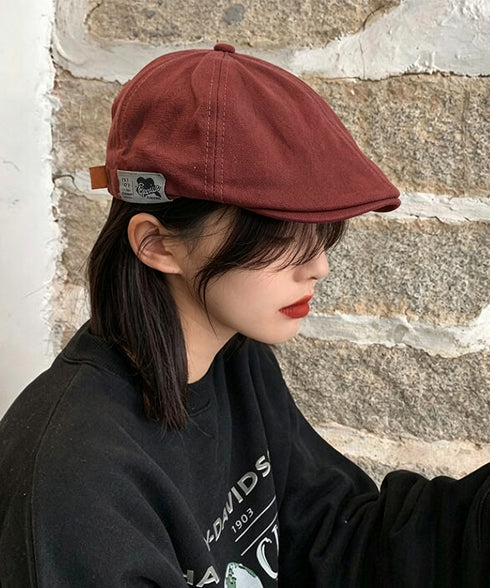 ワンポイントハンチング キャスケット帽子 レディース レトロ映えるベレー風帽子韓国風 おしゃれ 無地秋冬古着風キャップメンズ ユニセックス タグ付き帽子カジュアル 96YIXIAN-001