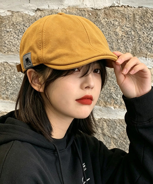 ワンポイントハンチング キャスケット帽子 レディース レトロ映えるベレー風帽子韓国風 おしゃれ 無地秋冬古着風キャップメンズ ユニセックス タグ付き帽子カジュアル 96YIXIAN-001