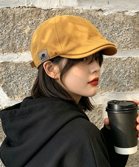 ワンポイントハンチング キャスケット帽子 レディース レトロ映えるベレー風帽子韓国風 おしゃれ 無地秋冬古着風キャップメンズ ユニセックス タグ付き帽子カジュアル 96YIXIAN-001