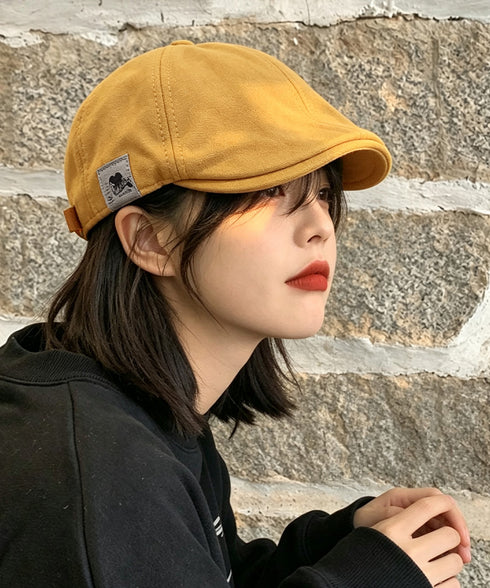 ワンポイントハンチング キャスケット帽子 レディース レトロ映えるベレー風帽子韓国風 おしゃれ 無地秋冬古着風キャップメンズ ユニセックス タグ付き帽子カジュアル 96YIXIAN-001