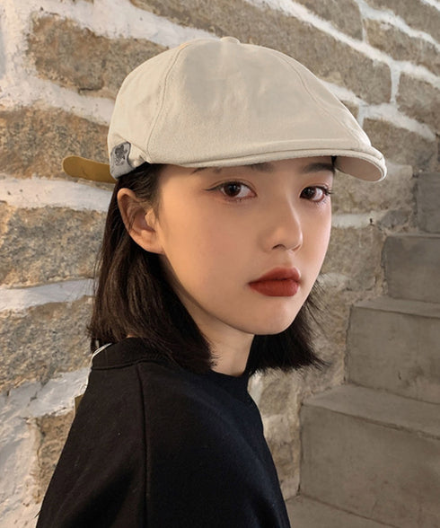 ワンポイントハンチング キャスケット帽子 レディース レトロ映えるベレー風帽子韓国風 おしゃれ 無地秋冬古着風キャップメンズ ユニセックス タグ付き帽子カジュアル 96YIXIAN-001