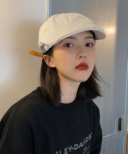 ワンポイントハンチング キャスケット帽子 レディース レトロ映えるベレー風帽子韓国風 おしゃれ 無地秋冬古着風キャップメンズ ユニセックス タグ付き帽子カジュアル 96YIXIAN-001