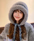 暖かいニット帽ファーキャップもこもこ帽子 ふわふわファー帽子 チクチクしないニットキャップ レディース毛糸帽子 大人可愛いボア帽子おしゃれ 韓国風帽子防風防寒保温 97MAOZI-001
