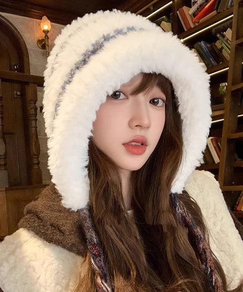 暖かいニット帽ファーキャップもこもこ帽子 ふわふわファー帽子 チクチクしないニットキャップ レディース毛糸帽子 大人可愛いボア帽子おしゃれ 韓国風帽子防風防寒保温 97MAOZI-001