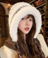 暖かいニット帽ファーキャップもこもこ帽子 ふわふわファー帽子 チクチクしないニットキャップ レディース毛糸帽子 大人可愛いボア帽子おしゃれ 韓国風帽子防風防寒保温 97MAOZI-001