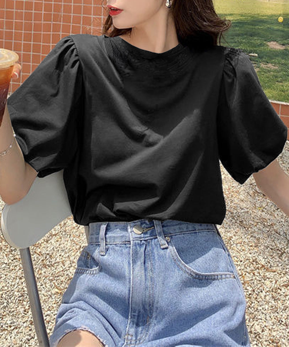 韓国風tシャツ レディース 半袖 お洒落 ブラック