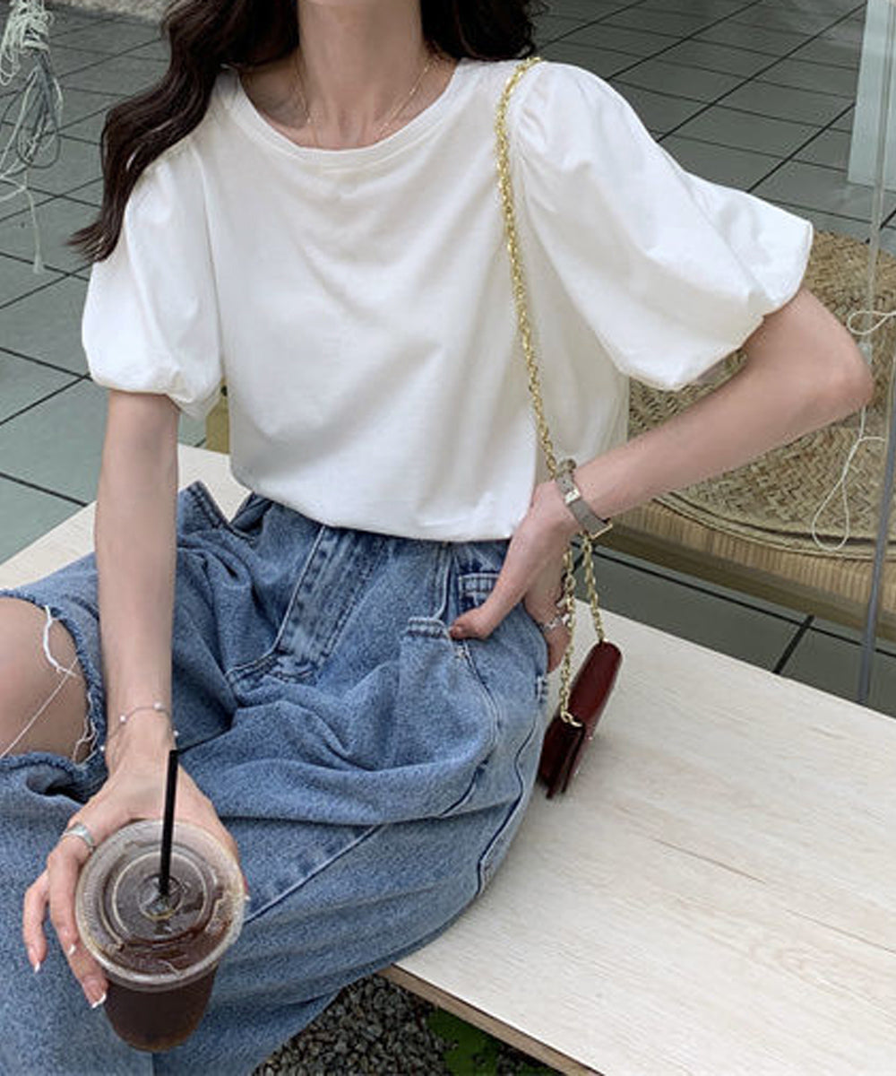 韓国風tシャツ レディース 半袖 お洒落 ホワイト