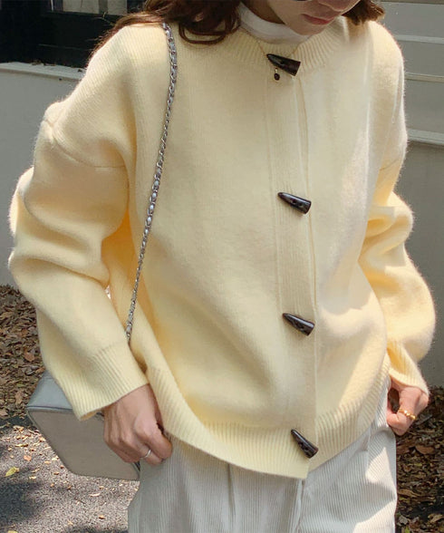 韓国風トグルボタンニットカーディガン秋冬 暖かいカーディガンレディース長袖 ドロップショルダー前開きニットトップス オフィスカジュアルカーディガンきれいめセーター 97SY-016