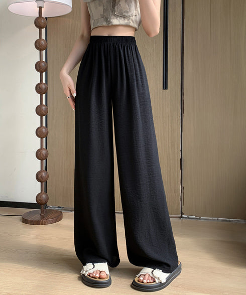 綿麻風ワイドパンツ レディース きれいめ 涼しいパンツ美脚脚長 薄手リネン風パンツ春夏 ウエストゴム楽ちんパンツ イージーパンツゆったり カジュアルパンツ長ズボン 97KZ-001