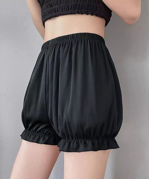 三分丈ペチパンツ裾フリル かぼちゃパンツ 春夏ペチコートショートパンツレディース ウエストゴムタップパンツ チラ見え防止インナーパンツ またずれ防止バルーンパンツ 97KZ-002