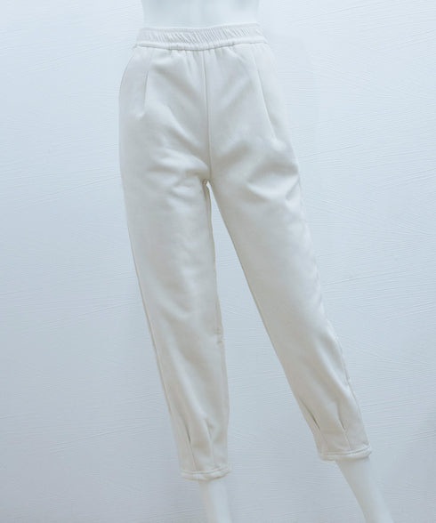 裏起毛コーデュロイテーパードパンツ9分丈 防寒裏フリースパンツレディース ウエストゴムパンツカジュアルきれいめ タック入りパンツあったか楽ちん アンクルパンツ秋冬 97KZ-006