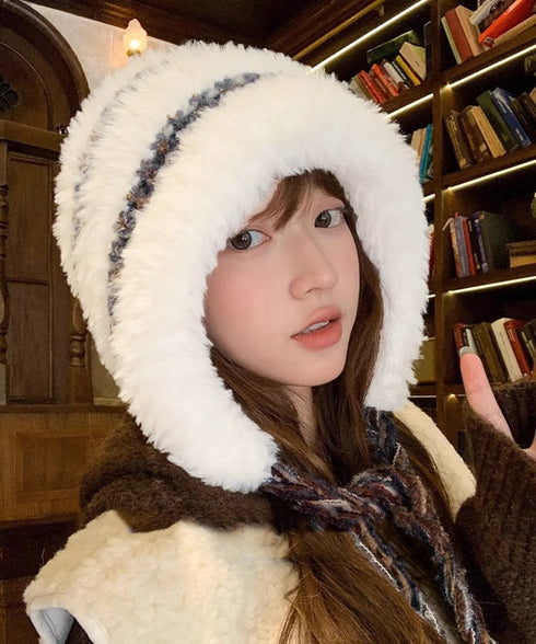 暖かいニット帽ファーキャップもこもこ帽子 ふわふわファー帽子 チクチクしないニットキャップ レディース毛糸帽子 大人可愛いボア帽子おしゃれ 韓国風帽子防風防寒保温 97MAOZI-001