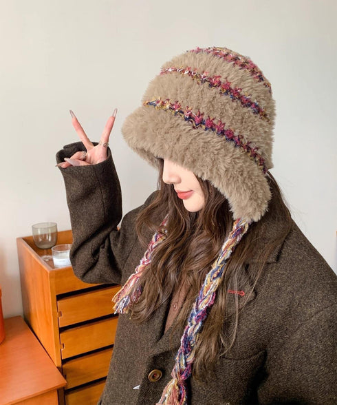 暖かいニット帽ファーキャップもこもこ帽子 ふわふわファー帽子 チクチクしないニットキャップ レディース毛糸帽子 大人可愛いボア帽子おしゃれ 韓国風帽子防風防寒保温 97MAOZI-001