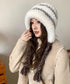 暖かいニット帽ファーキャップもこもこ帽子 ふわふわファー帽子 チクチクしないニットキャップ レディース毛糸帽子 大人可愛いボア帽子おしゃれ 韓国風帽子防風防寒保温 97MAOZI-001