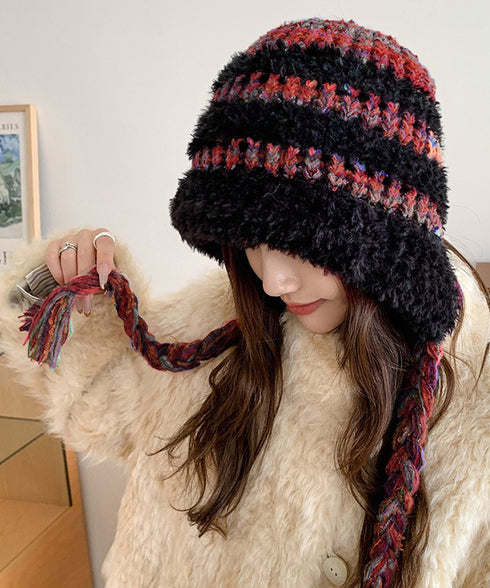 暖かいニット帽ファーキャップもこもこ帽子 ふわふわファー帽子 チクチクしないニットキャップ レディース毛糸帽子 大人可愛いボア帽子おしゃれ 韓国風帽子防風防寒保温 97MAOZI-001