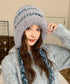 暖かいニット帽ファーキャップもこもこ帽子 ふわふわファー帽子 チクチクしないニットキャップ レディース毛糸帽子 大人可愛いボア帽子おしゃれ 韓国風帽子防風防寒保温 97MAOZI-001