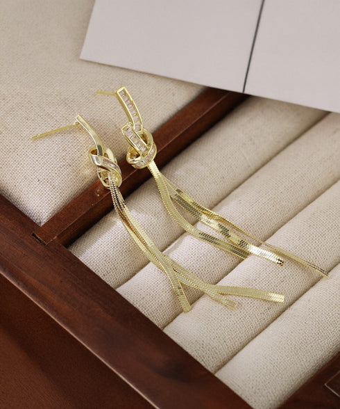 韓国風ロングチェーンピアス 揺れるピアス ラインストーンピアスレディース 大人かわいいノットピアス ツイストピアスぶら下がり キラキラ華奢ピアス ゴージャスピアス 97SHIPIN-001