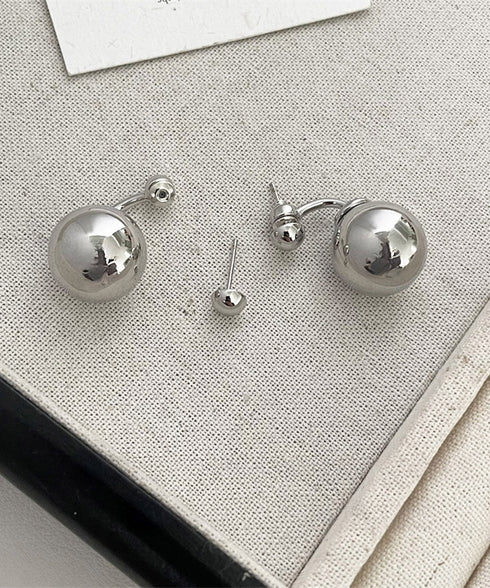 メタルボールピアス きれいめ 一粒ピアス 大人可愛いスタッドピアスレディース 韓国風シンプルピアスお洒落 オフィスカジュアルピアス高見え 丸玉ピアス上品清楚耳飾り 97SHIPIN-002