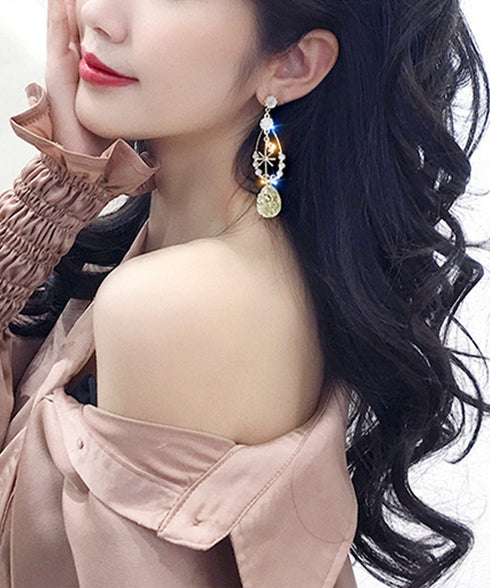 しずく型ピアス大ぶり 揺れるビーズピアス 韓国風ゆらゆらピアスレディース 大人可愛いピアスおしゃれ エスニックピアスきれいめ エキゾチックピアス アクセサリー清楚 97SHIPIN-006