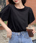 韓国風tシャツ レディース 半袖 お洒落 きれいめトップス春夏 シンプルtシャツ ボリューム袖カットソー バルーンスリーブブラウス クルーネックtシャツカジュアル 97SY-001