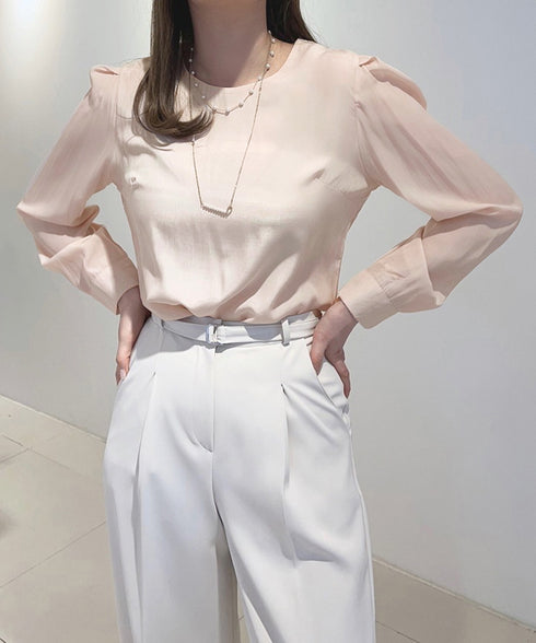 タックスリーブブラウス長袖韓国風トップス パフ袖トップス レディース きれいめブラウス オフィスカジュアル インナートップスおしゃれ クラシカルブラウス 学校行事 97SY-002