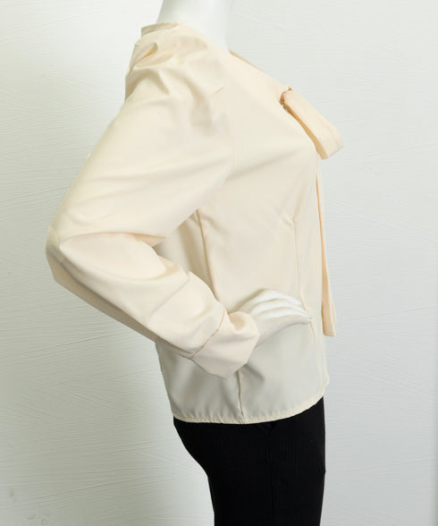 韓国風ボウタイブラウスレディースきれいめ 長袖リボンタイブラウス オフィスカジュアル 大人可愛いトップス 春夏 ノーカラーブラウス スーツインナーブラウス上品清楚 97SY-003