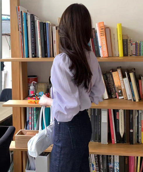 韓国風ボウタイブラウスレディースきれいめ 長袖リボンタイブラウス オフィスカジュアル 大人可愛いトップス 春夏 ノーカラーブラウス スーツインナーブラウス上品清楚 97SY-003