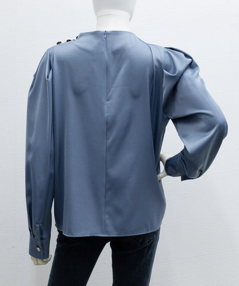 ドレープブラウス 韓国風ブラウスきれいめ レディースタックブラウス オフィスカジュアルブラウス長袖 フェミニンブラウス とろみブラウスおしゃれ 大人可愛いトップス 97SY-008