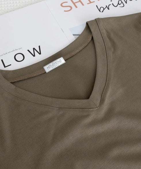 サイドギャザーtシャツ半袖トップス韓国風 VネックTシャツ春夏 半袖カットソーレディース 着やせtシャツ大人可愛い カジュアルトップス タイトtシャツ細見えお洒落 97SY-013