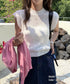 フレンチスリーブサマーニットトップス夏服 透かし編みニットレディースきれいめ 大人可愛いニットソーおしゃれ ローゲージニット ラウンドネック ニット透け感トップス 97SY-015