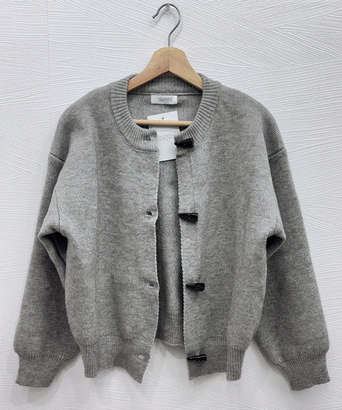 韓国風トグルボタンニットカーディガン秋冬 暖かいカーディガンレディース長袖 ドロップショルダー前開きニットトップス オフィスカジュアルカーディガンきれいめセーター 97SY-016