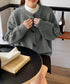 韓国風トグルボタンニットカーディガン秋冬 暖かいカーディガンレディース長袖 ドロップショルダー前開きニットトップス オフィスカジュアルカーディガンきれいめセーター 97SY-016