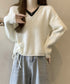 Vネックリブニットトップス 暖かいニット レイヤードニットレディース韓国風 きれいめトップス秋冬服 サイドドローストリングニットおしゃれ ニットセーター大人可愛い 97SY-018