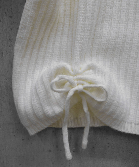 Vネックリブニットトップス 暖かいニット レイヤードニットレディース韓国風 きれいめトップス秋冬服 サイドドローストリングニットおしゃれ ニットセーター大人可愛い 97SY-018