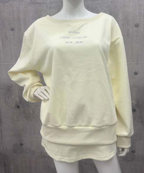 英字ロゴスウェットセットアップ大人可愛い レディーストレーナーきれいめ ポケット付き インナーパンツ付きスカートウエストゴム ドロップショルダートップスおしゃれ服 97TAOZH-003