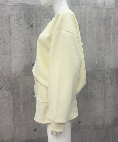 英字ロゴスウェットセットアップ大人可愛い レディーストレーナーきれいめ ポケット付き インナーパンツ付きスカートウエストゴム ドロップショルダートップスおしゃれ服 97TAOZH-003